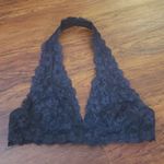 Free People  Black Floral Lace Edgy Whimsigoth Girly Halter Bralette Size Small Photo 0
