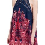 Free People Shea Printed Halter Neck Mini Dress Navy Pink Size Small Photo 0