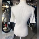 MADISONGREY NEW YORK white sweater short sleeve crewneck super stretchy long NWT Size M Photo 3