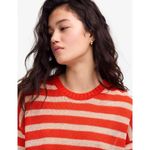 Madewell Linen Drop Shoulder Sweater Bright Flame Striped Nautical Small Photo 4