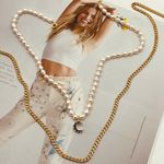 Set of 2 pearl NeckLace+ Flat curb Necklace Photo 0