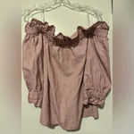 Ellison  red stripe off the shoulder blouse Photo 0