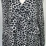 One One Six New Ruffle Bodice Dress V-Neck Long Sleeve Animal Print Black Grey White Photo 4