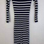 Caroline Constas New York Navy Blue White Striped Maxi Sweater Dress Small Photo 0