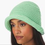 We Wore What  crochet solid zlb mint green bucket hat Photo 0