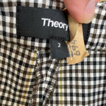 Theory Cropped Checked Woven Straight Leg Slit Pants 2 Brown Black Yellow Plaid Photo 6