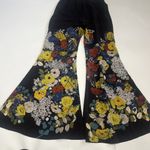 Sandro Sz 1  Paris Women's Bell Bottoms Flared Printed 100% Silk Floral Pants Photo 12