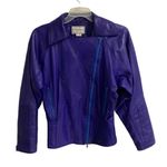 Vintage Christian Lauren like butter leather blue/purpleāMoto jacketāS Blue Photo 0