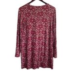 J Jill Top Women XS Rust Tan Crew Neck Long Line Tunic Lace Print Rayon Stretch Red Photo 2