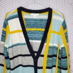 1901 Small  Abstract Plaid Button Front Cardigan Sweater Photo 6