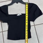 H&M Women Black Ribbed Cropped Top Puff Sleeve Square Neck size XS. Photo 6