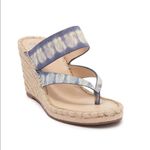 Vince Camuto Lavanda Leather Espadrille Wedge Sandal, Size 9.5, Blue/White, NWT Photo 3