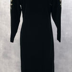 VTG 80s Le Crillon Womens Velvet Dress Size 8 Sequin Art Deco Glam Party Evening Black Photo 0