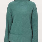 Lululemon Size 6 Green Ribbed On Repeat Mock Neck Side Zip Pullover Photo 0