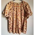 Entro  Womens Satiny Floral Animal Print Puff Sleeve Babydoll Top sz L Feminine Photo 0