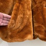 Free People $168 Faux Fur Furry Bomber Jacket Terracotta Golden Brown Size S Photo 8