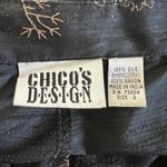VTG CHICO'S DESIGN Women's 100% Silk Pants Black Tan Asian Embroidery Sz 3 36x29 Size L Photo 4