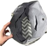 Jessie Blume Handmade Gray/White Chevron Tote with Brown Leather Base Gray Photo 7