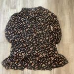 Old Navy  Womens Top Dress Medium Black Floral Paisley Ruffle Long Sleeve Photo 8