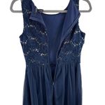 Speechless NWT Navy Blue Lace Gold Sequin Sleeveless Fit & Flare Mini Dress 5 Photo 4