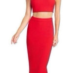 Dress the Population NEW Women’s Elliana Two-Piece Faux Halter Set Rouge Photo 0