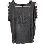 Rock & Republic Backstage Antics Gray Green Cold Shoulder Cut Out Top Medium Photo 0