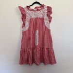 J. Marie Women’s The Andy Ruffle Neck Dress in Gingham Red White Large Photo 1