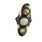 Vintage Mother of Pearl Long adjustable Shield Ring Photo 9