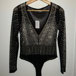 Windsor Black Mesh Rhinestone Bodysuit Photo 0