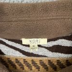Kori America Fleece Shirt Women XL Brown Animal Print Long Sleeve Button Front Photo 2