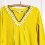 Boden • Kasia Jersey Tunic mini dress cover up yellow blue pompoms beach Size 8 Photo 4
