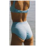 Montce Full Coverage High Rise Gingham Bikini Bottom Size Medium Blue Photo 1