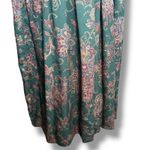 Vintage 90s Talbots Teal Paisley Midi Skirt Rayon Pleated Boho Cottagecore 10 Green Photo 2
