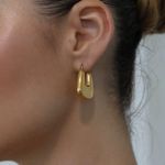 Thick Gold Hoop Earrings, Chunky Gold Hoop Earrings, Padlock Earrings Photo 2