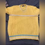 VTG 50s Unisex Sz:L Sportswear Bright Yellow VNeck Cable Knit Preppy Sweater. Size L Photo 6