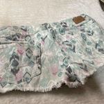 American Eagle  Green Boho Patterned Freyed Denim Shorts Photo 5