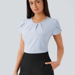 Halara Breezeful  Round Neck Short Sleeve Keyhole Back Quick Dry Work Top Photo 0