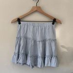 Princess Polly  Linen Blend Tiered Ruffle Mini Skirt Solid Viscose Elastic Waist Photo 0