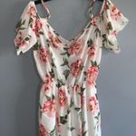 Scobe Chic Feminine Pink Rose Off Shoulder Wide Leg Short Romper Chiffon XL Photo 2