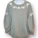 Isabel Maternity by Ingrid & Isabel Floral Embroidered Yoke Sweatshirt Grey M Gray Size undefined Photo 0