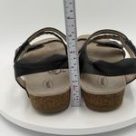 Aetrex  Jillian Size 9.5 Leather Sandals Navy Braided Quarter Strap Arch Support Photo 4