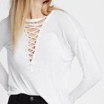 EXPRESS White Lace Up Long Sleeve Photo 0