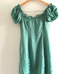 Tularosa Green Polka Dot Mini Off The Shoulder Dress XS Photo 2