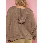 POL Grab & Go Balloon Sleeve Slouchy Knit Hoodie Top Chocolate Taupe S Photo 4