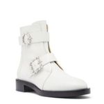 Stuart Weitzman Ryder Pearl Geo Buckle Booties White Silver- Size 37 (6.5) Photo 0