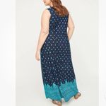 Catherines  Blue Geometric Terrace Ridge Sleeveless Maxi Dress‎ Size 5X Photo 1