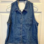 Faded Glory Y2K  Jean Shirt Size‎ XL Denim Sleeveless Collared Cutout V-neck Photo 0