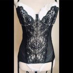 Victoria's Secret VS Black & White Lace Corset Style Lingerie w/ Garters: Sz. 36C Photo 2