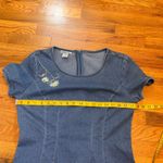 Robbie Bee Vintage 90s Women 10 Floral Embroidered Short Sleeve Denim Jean Dress Photo 3