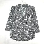Charter Club  Petite Small Whimsy Paisley Dramatic Top 3/4 Funky V-Neck Oversized Photo 0